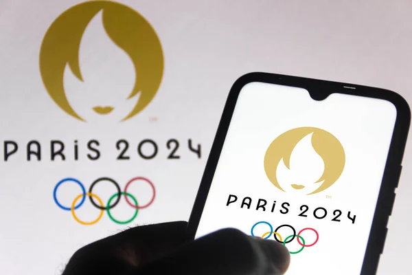 Juli 2021 Brasilien Dette Foto Illustration Paris 2024 Olympiske Lege - Stock-foto