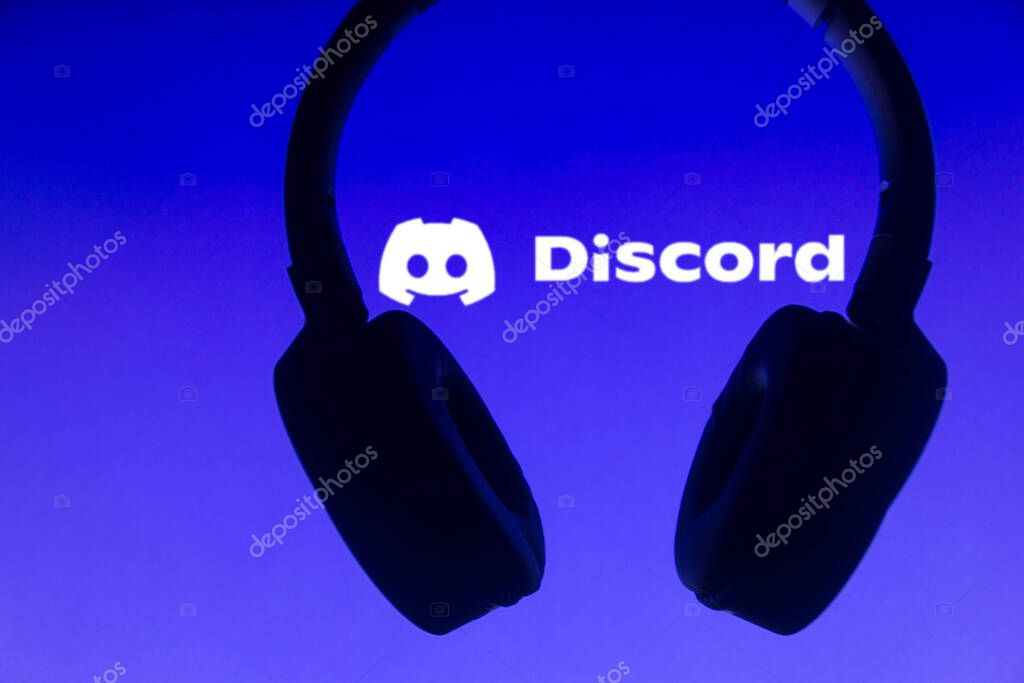 July 6, 2021, Brazil. In this photo illustration the Discord logo is displayed along with the headset