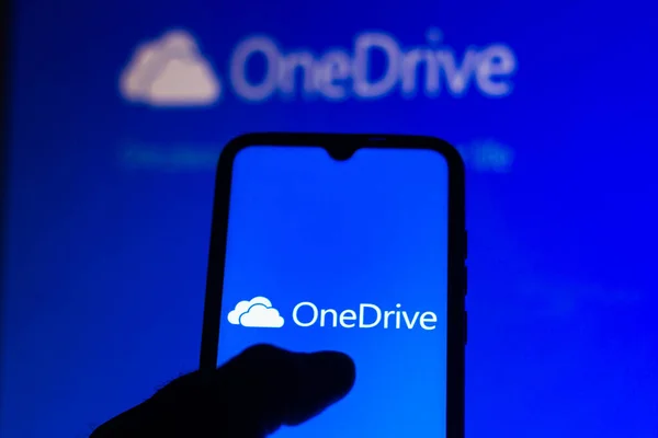 Julio 2021 Brasil Esta Ilustración Foto Logotipo Microsoft Onedrive Muestra — Foto de Stock