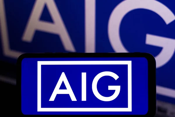 Sierpnia 2021 Brazylia Tym Zdjęciu Logo American International Group Aig — Zdjęcie stockowe