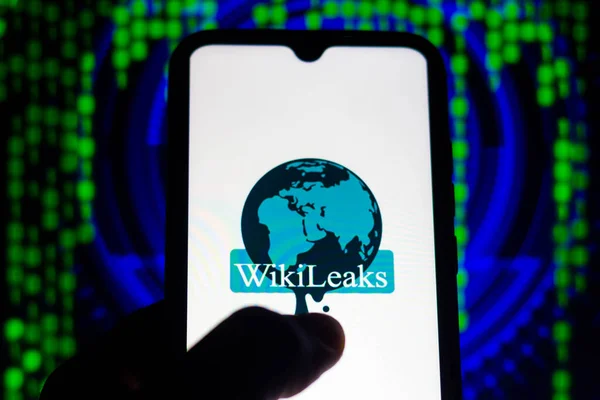 Ağustos 2021 Brezilya Resimde Wikileaks Logosu Akıllı Telefondan Gösteriliyor — Stok fotoğraf