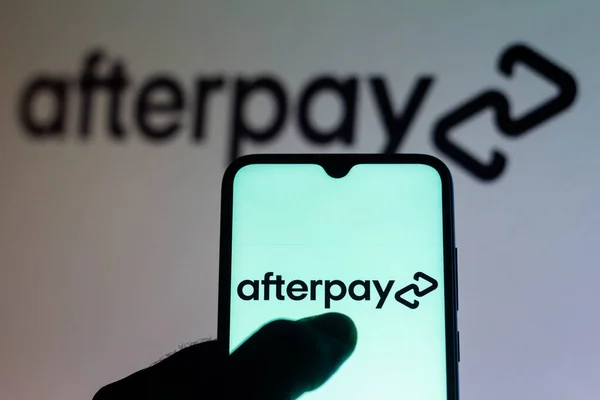 Ağustos 2021 Brezilya Resimde Afterpay Limited Logosu Akıllı Telefondan Gösteriliyor — Stok fotoğraf