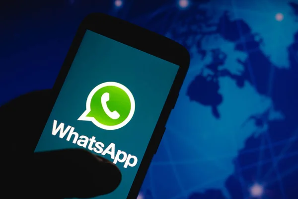 August 2021 Brazil Photo Illustration Whatsapp Logo Seen Displayed Smartphone — Stock Photo, Image