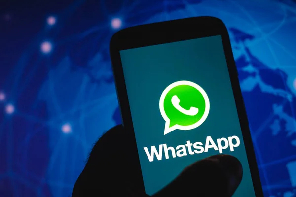 Augusti 2021 Brasilien Detta Foto Illustration Whatsapp Logotypen Visas Smartphone — Stockfoto