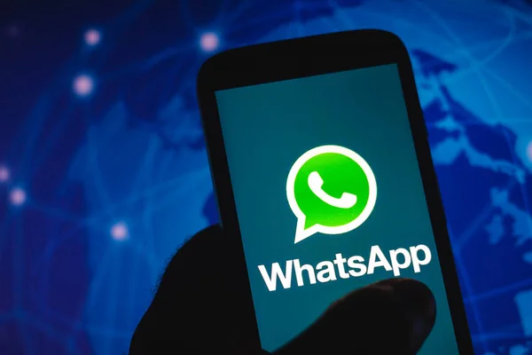 August 2021 Brazil Photo Illustration Whatsapp Logo Seen Displayed Smartphone — Stock Photo, Image