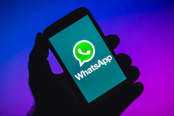 Augusti 2021 Brasilien Detta Foto Illustration Whatsapp Logotypen Visas Smartphone — Stockfoto