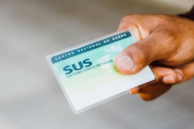 1 Eylül 2021, Brezilya. Bu resimde Brezilya 'nın Carto Nacional de Sade' si (SUS) var..