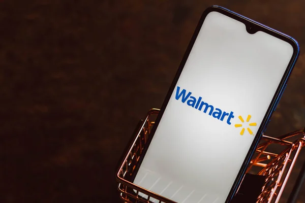 Сентября 2021 Года Бразилия Этой Иллюстрации Логотип Walmart Отображается Смартфоне — стоковое фото