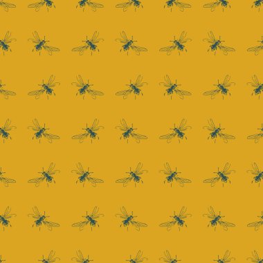 Uçan arıların iki renkle çizilmiş ve dijitalleştirilmiş serbest çizimi.