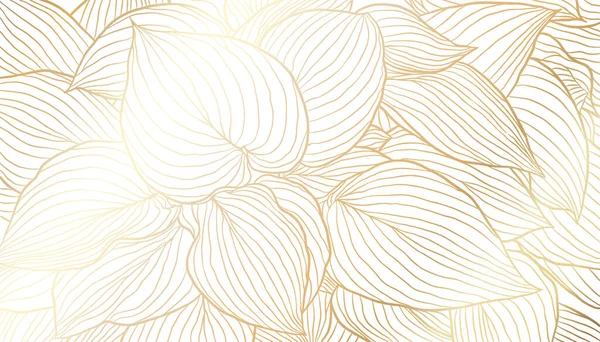 Feuilles dorées dessin à la main sur fond blanc — Image vectorielle