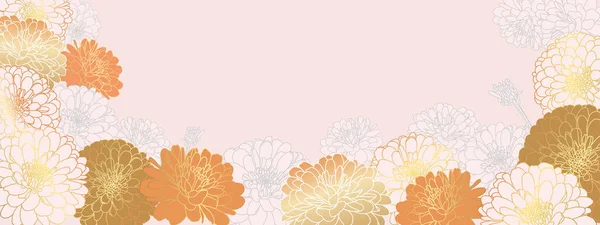 Luxusní zlaté květinové tapety design s ručně kreslené chryzantémy květiny — Stockový vektor