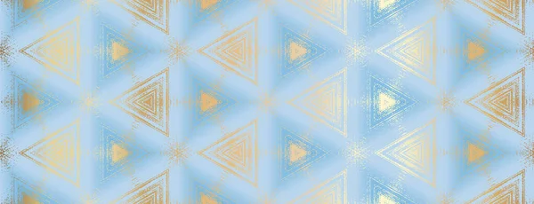 Modèle abstrait de triangles texturés or et bleu clair — Image vectorielle