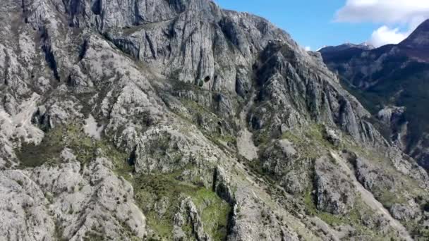 Ripide Scogliere Dolomitiche Cascate Rocciose Ricoperte Alberi Vicino Kotor Montenegro — Video Stock