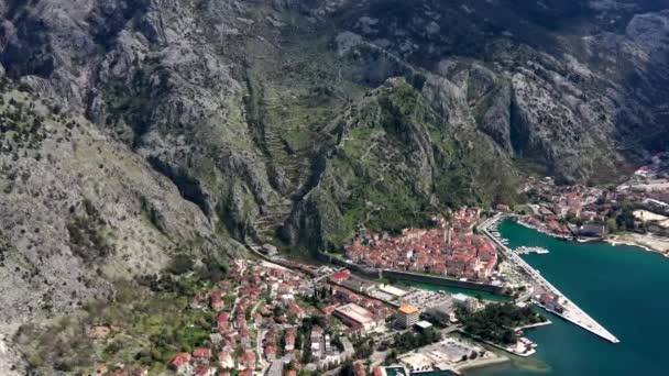 Luftaufnahme Der Festung Kotor Montenegro — Stockvideo
