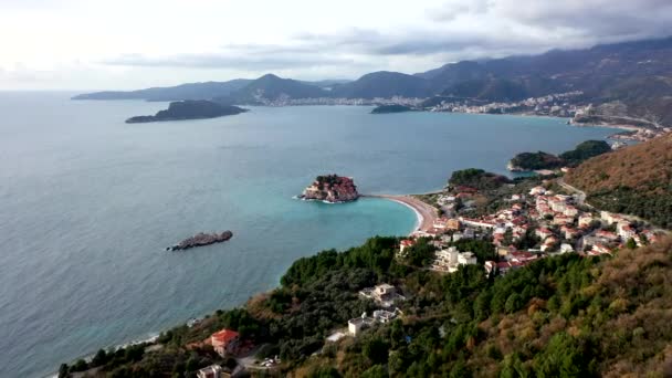 Νήσος Σβέτι Στεφάν Κοντά Στη Μπούντβα Του Μαυροβουνίου — Αρχείο Βίντεο