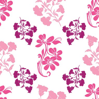 Vektör modayı tek renkli cesur büyük çiçekler pürüzsüz desen arkaplanı