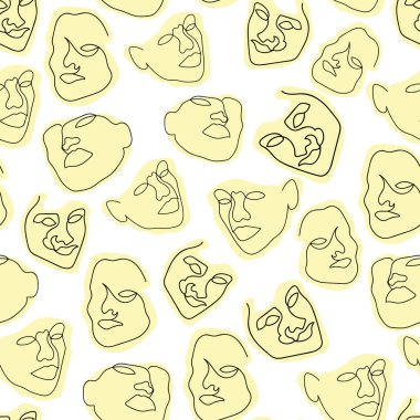 Vektör bir çizgi soyut yüz dikişsiz desen arkaplanı çiziyor