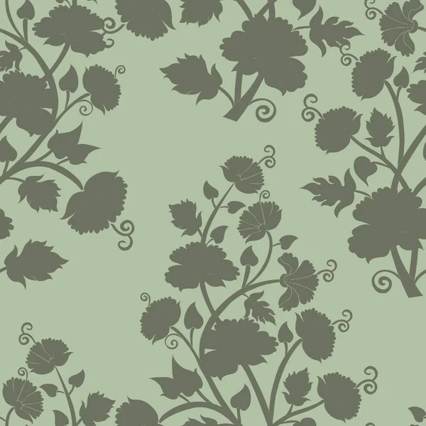 Vector trendige grüne einfarbige Blumenstrauß nahtlose Muster Hintergrund — Stockvektor