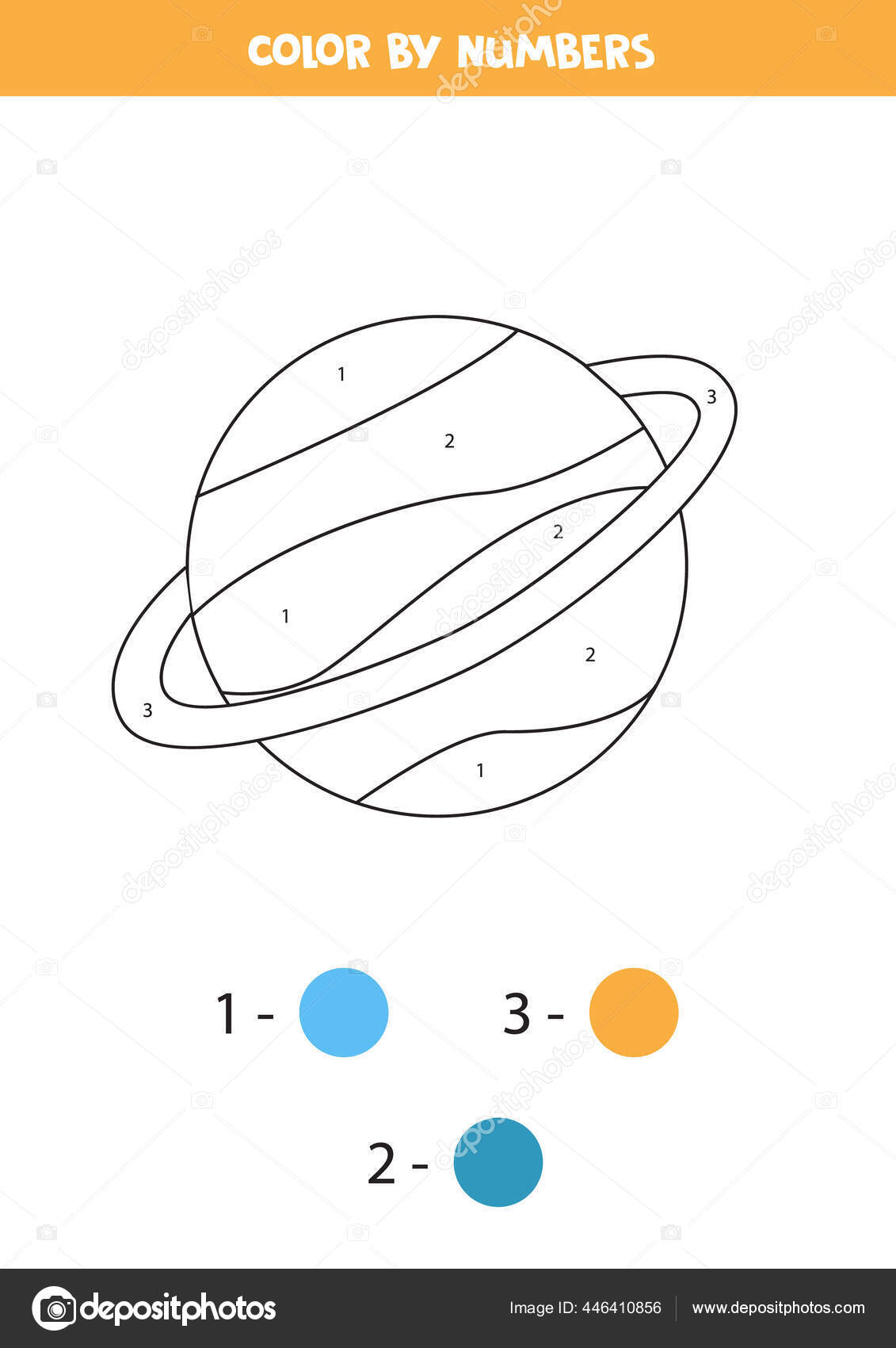 Color Planet Uranus By Numbers Space Themed Worksheet For Kids Stock Vector Image By C Milya24 446410856