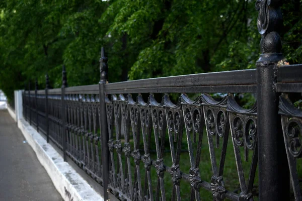 Iron fence made of art casting in the city