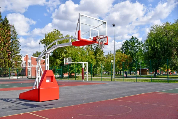 Basketball and football sports grounds with equipment