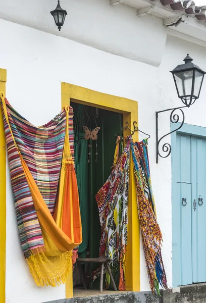 Hammocks, market place in the Old Town of Paraty, Rio de Janeiro — Stock Photo, Image