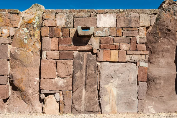 Mur à Tiwanaku, région de Titicaca, Altiplano, Bolivie — Photo