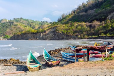 Fishing boats on the northern coast of Ecuador clipart