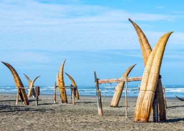 Traditional Peruvian small Reed Boats (Caballitos de Totora)
