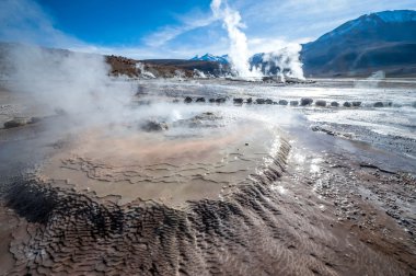Valley Geysers at El Tatio, northern Chile at Sunrise, Atacama