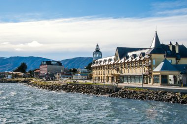 Puerto Natales üzerinde Macellan Boğazı'nın, Patagonia, Şili