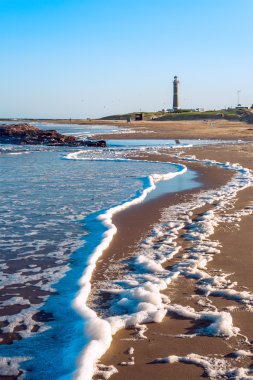 Deniz feneri ve Jose Ignacio Punta del Este yakınındaki ünlü plaj,