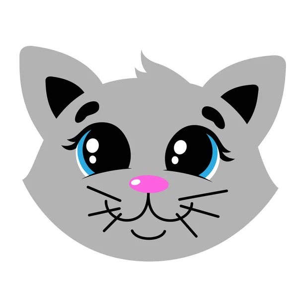 Gato gris con ojos azules. Hocico. Vector — Vector de stock