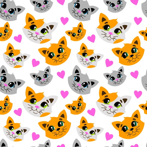 Μοτίβο με μια χαριτωμένη γάτα. Γάτα Tricolor — Διανυσματικό Αρχείο