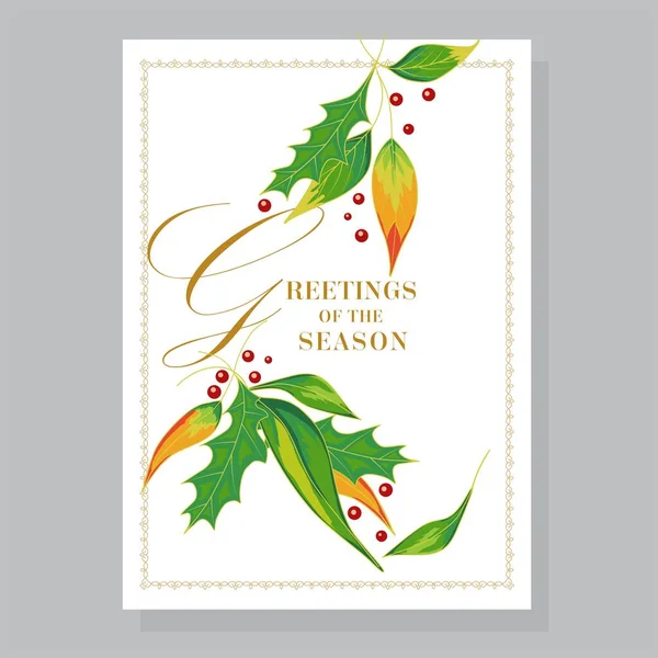 Christmas Vector Illustration Decorative Branches Berries — Stock Vector