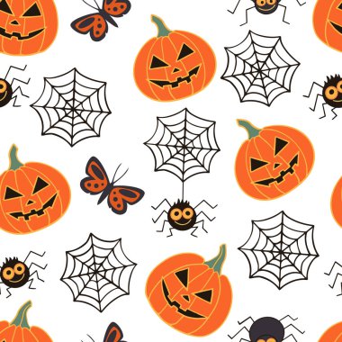 Stock vektör illüstrasyon retro cadılar bayramı temasının pürüzsüz deseni.