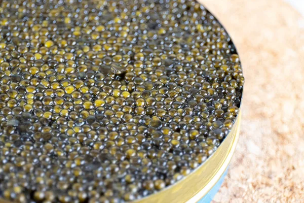 Fundo Caviar Negro Alta Qualidade Real Natural Esturjão Preto Caviar — Fotografia de Stock