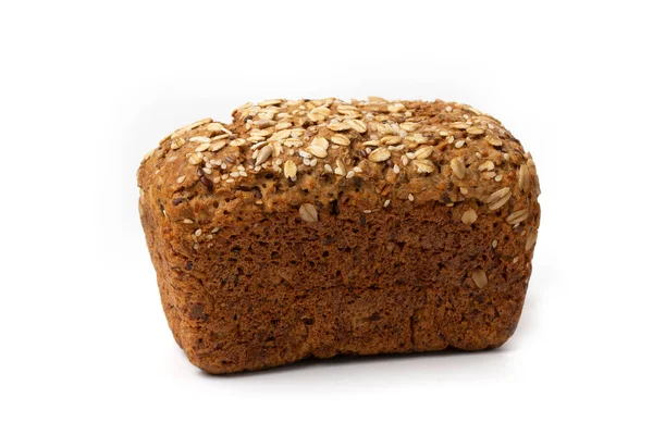 Rye Bread Loaf Bread Cereals Oat Flakes Seeds White Background — Zdjęcie stockowe