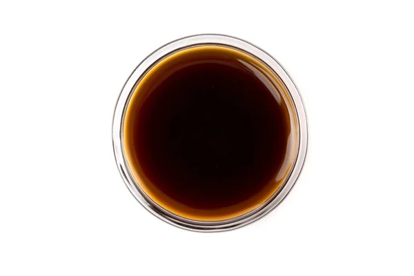 Sirop Caramel Foncé Sauce Soja Isolé Sur Fond Blanc Vue — Photo