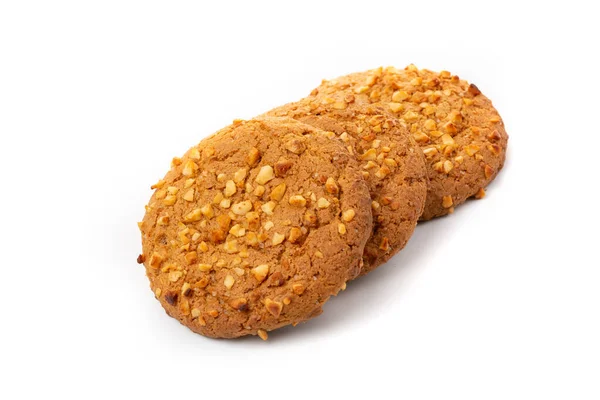 Biscoitos Aveia Fundo Branco Alimentos Dietéticos — Fotografia de Stock