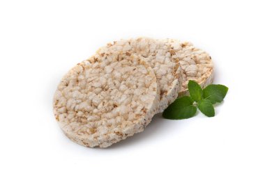 Nane yaprağıyla süslenmiş kahvaltı dilimleri şeklinde yulaf ezmesi. Sağlıklı beslenme.