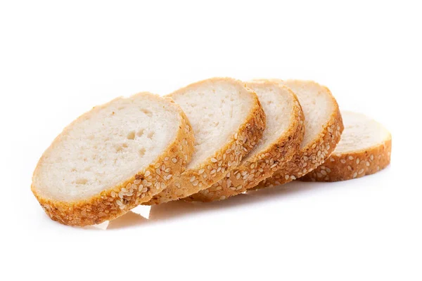 Beyaz Arka Planda Izole Edilmiş Beyaz Ekmek Dilimleri Susam Tohumlu — Stok fotoğraf