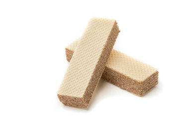 Çıtır çikolatalı waffle, beyaz arka planda izole edilmiş.