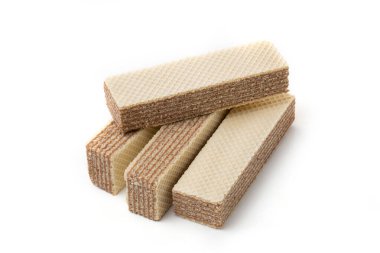 Çıtır çikolatalı waffle, beyaz arka planda izole edilmiş.