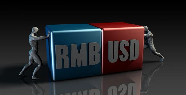 RMB USD par de moedas — Fotografia de Stock
