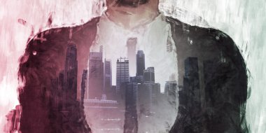 İşadamı kurumsal Cityscape konsept sanat olarak