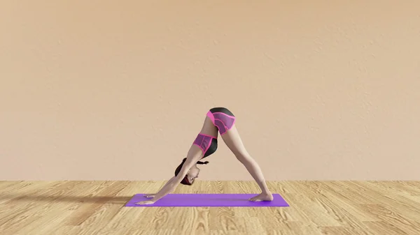 Yoga Class Downdog Pose — стоковое фото