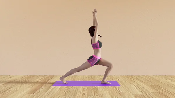 Yoga Class Warrior Salute Pose — Stock Photo, Image