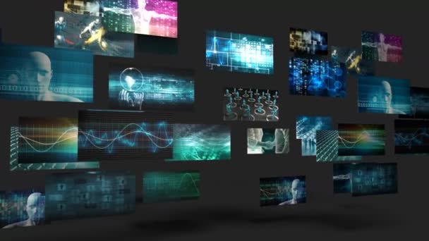 Video Wall with Multiple Screens Moving Endless Loop — Stok Video