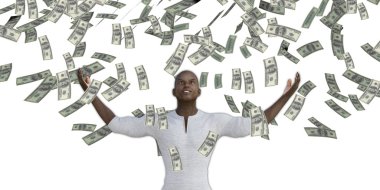 Siyah adam gökten para yakalama